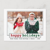 Trendy Schreibwriter Schriftart Happy Holidays Fot Postkarte (Vorderseite)