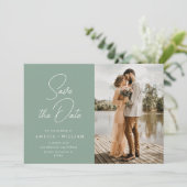 trendy Schrift Braut Salbei Save the Date (Stehend Vorderseite)