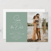 trendy Schrift Braut Salbei Save the Date (Vorne/Hinten)