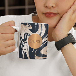 Trendy schwarz Marmor Kupfer geometrisch Ihren Nam Kaffeetasse