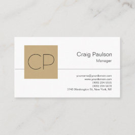 Trendy Schwarz-weiß Beige Monogram Business Card Visitenkarte
