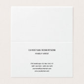 Trendy Schwarz-weiß Beruflich stilvoll und modern Visitenkarten (Außenseite Aufgefaltet)