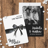 Trendy Schwarz-weiß Bow Modern Simple Wedding Save The Date