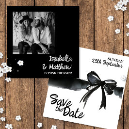 Trendy Schwarz-weiß Bow Save the Date Wedding Card