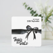 Trendy Schwarz-weiß Bow Save the Date Wedding Card (Stehend Vorderseite)