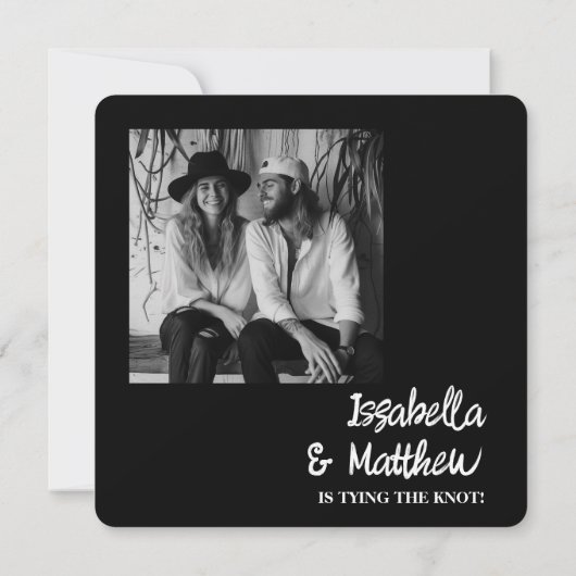 Trendy Schwarz-weiß Bow Save the Date Wedding Card (Rückseite)