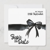 Trendy Schwarz-weiß Bow Save the Date Wedding Card (Vorderseite)