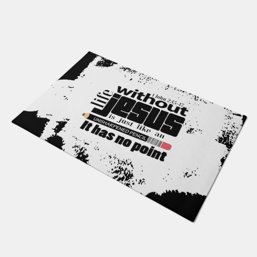 Trendy Schwarz-weiß Christlich inspirierendes Zita Fußmatte (Schrägansicht)