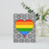 Trendy Schwarz-weiß Design Rainbow Heart Liebe Postkarte (Stehend Vorderseite)