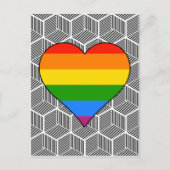 Trendy Schwarz-weiß Design Rainbow Heart Liebe Postkarte (Vorderseite)