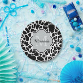 Trendy Schwarz-weiß Giraffe Drucken Sie Mit Monogr Pappteller (Party)