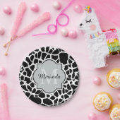 Trendy Schwarz-weiß Giraffe Drucken Sie Mit Monogr Pappteller (Party)