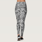 Trendy Schwarz-weiß Grau Abstrakt Kariert Leggings (Rückseite)