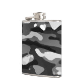 Trendy Schwarz-weiß Grau Abstraktes Muster Flachmann (Links)