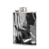 Trendy Schwarz-weiß Grau Abstraktes Muster Flachmann (Links)