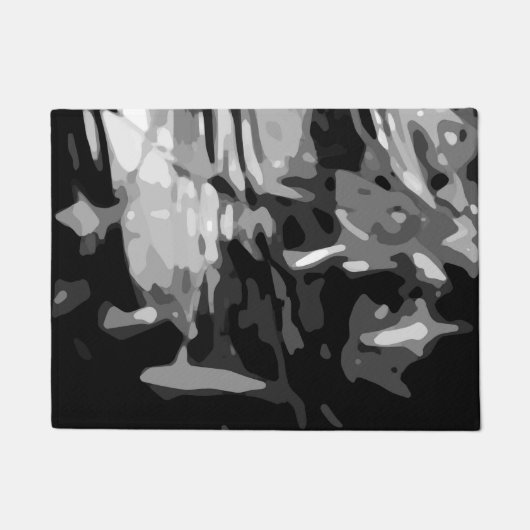 Trendy Schwarz-weiß Grau Abstraktes Muster Fußmatte (Vorderseite)