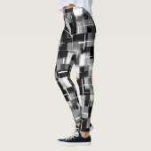Trendy Schwarz-weiß Grau Abstraktes Muster Leggings (Links)