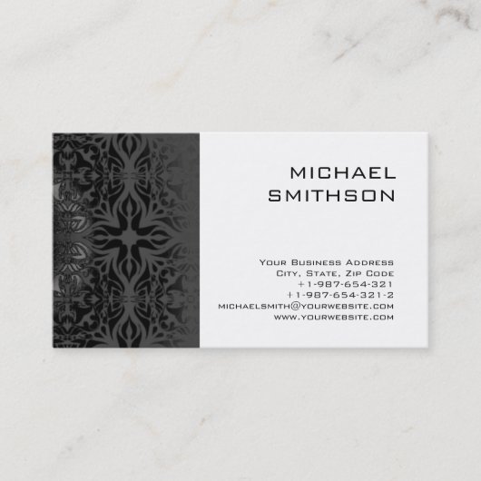Trendy Schwarz-weiß Gray Pattern Business Card Visitenkarte (Vorderseite)