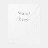 Trendy Schwarz-weiß Handwriting Minimalistisch Fleecedecke (Vorderseite)