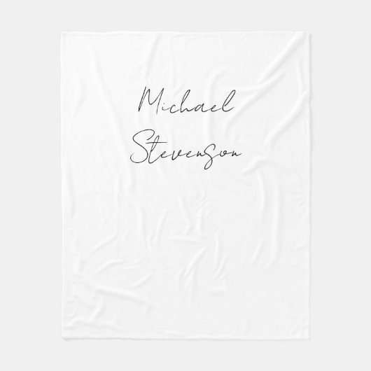 Trendy Schwarz-weiß Handwriting Minimalistisch Fleecedecke (Vorderseite)