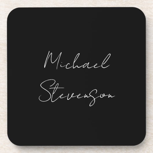 Trendy Schwarz-weiß Handwriting Minimalistisch Getränkeuntersetzer (Vorderseite)