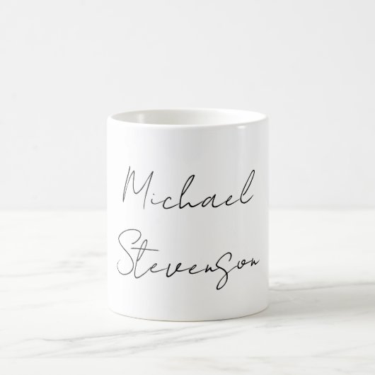 Trendy Schwarz-weiß Handwriting Minimalistisch Kaffeetasse (Mittel)