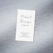 Trendy Schwarz-weiß Handwriting Minimalistisch Magnetische Visitenkarte (Beispiel)