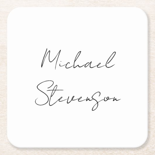 Trendy Schwarz-weiß Handwriting Minimalistisch Rechteckiger Pappuntersetzer (Vorderseite)