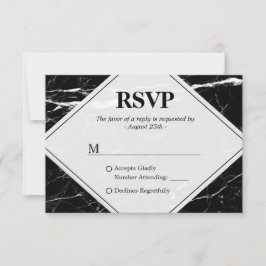 Trendy Schwarz-weiß Marble Wedding RSVP