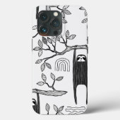 Trendy Schwarz-weiß Modern Sloth Tough Case (Rückseite)