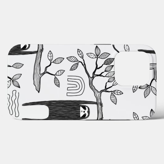 Trendy Schwarz-weiß Modern Sloth Tough Case (Rückseite (Horizontal))