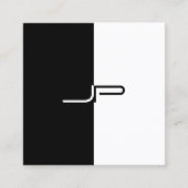 Trendy Schwarz-weiß Monogram Initial Stylish Moder Quadratische Visitenkarte (Vorderseite)