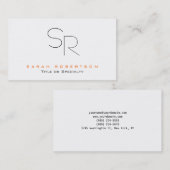 Trendy Schwarz-weiß Monogram Schlicht Visitenkarte (Vorne/Hinten)