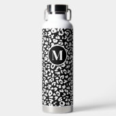 Trendy Schwarz-weiß Monogram Trinkflasche (Vorderseite)