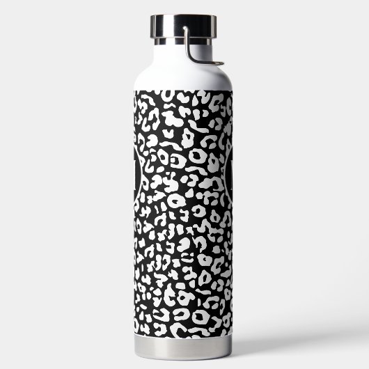 Trendy Schwarz-weiß Monogram Trinkflasche (links)