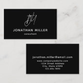 Trendy Schwarz-weiß Monogram Visitenkarte (Vorne/Hinten)