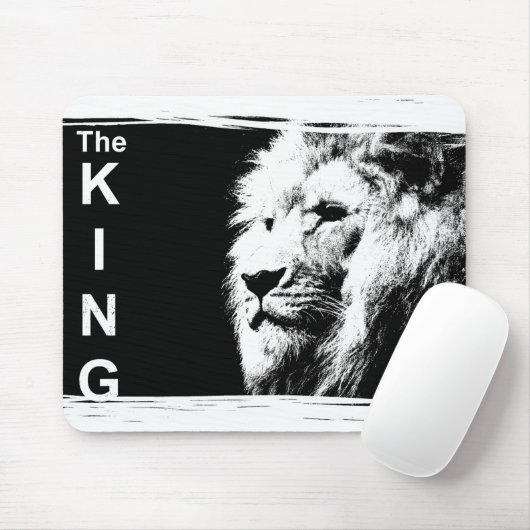 Trendy Schwarz-weiß Pop Art Lion Head Template Mousepad (Mit Mouse)
