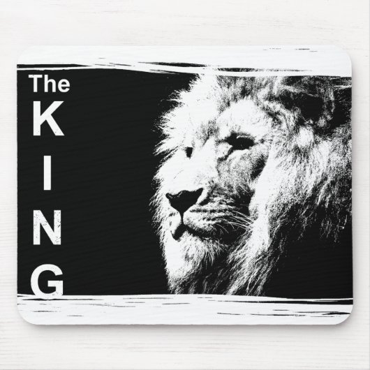 Trendy Schwarz-weiß Pop Art Lion Head Template Mousepad (Vorne)