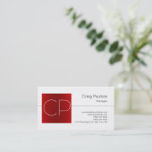 Trendy Schwarz-weiß Red Monogram Business Card Visitenkarte (Stehend Vorderseite)