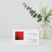 Trendy Schwarz-weiß Red Monogram Business Card Visitenkarte (Stehend Vorderseite)