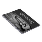 Trendy Schwarz-weiß Rustic Guitar Script Notizblock (Rechte Seite)
