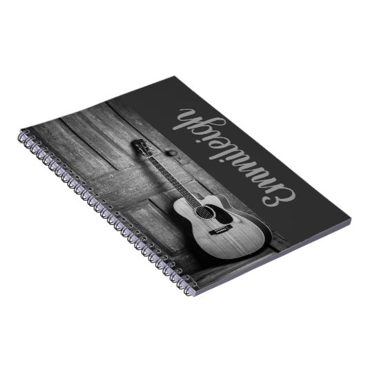 Trendy Schwarz-weiß Rustic Guitar Script Notizblock (Rechte Seite)