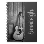 Trendy Schwarz-weiß Rustic Guitar Script Notizblock (Vorderseite)