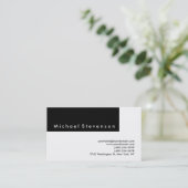 Trendy Schwarz-weiß Simple Schlicht Business Card Visitenkarte (Stehend Vorderseite)
