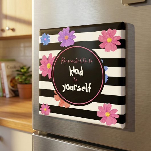 Trendy Schwarz & Weiß Streifen Inspiration Magnet