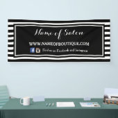Trendy Schwarz-weiß Stripes Hair and Beauty Salon Banner (Messe)