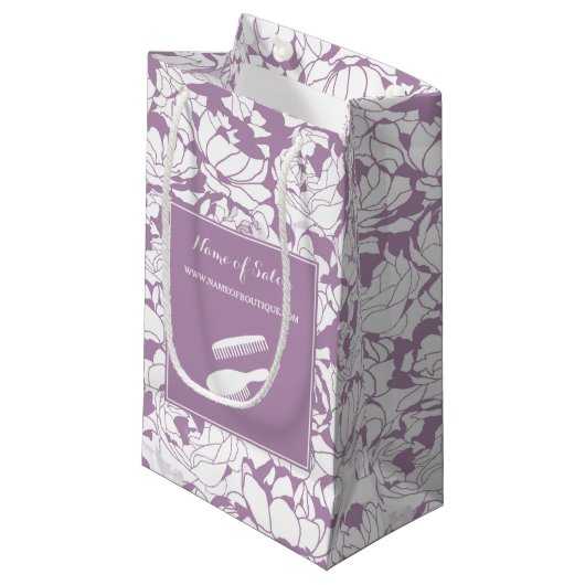 Trendy Schwarz-weiß Stripes Hair and Beauty Salon Kleine Geschenktüte (Vorderseite Schrägansicht)