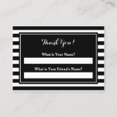 Trendy Schwarz-weiß Stripes Salon Empfehlungscoupo Empfehlungskarte (Rückseite)