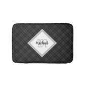 Trendy Schwarz-weiß tartan Personalize Monogram Badematte (Vorderseite)