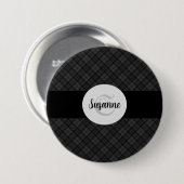 Trendy Schwarz-weiß tartan Personalize Monogram Button (Vorne & Hinten)